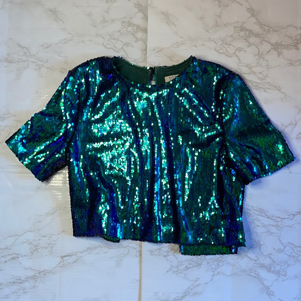 Open Back, Sequin, Crop Top